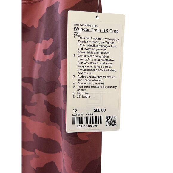 Lululemon Wunder Train HR Crop 23" Heritage 365 Camo Brier Rose Multi  12 NWT - Picture 6 of 6
